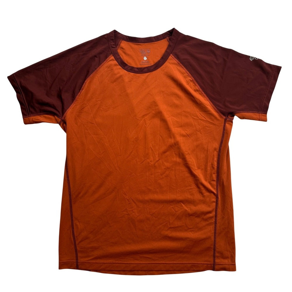Mountain Hardwear Shirt Mens Medium Orange Maroon Raglan Performance Tee OM3928